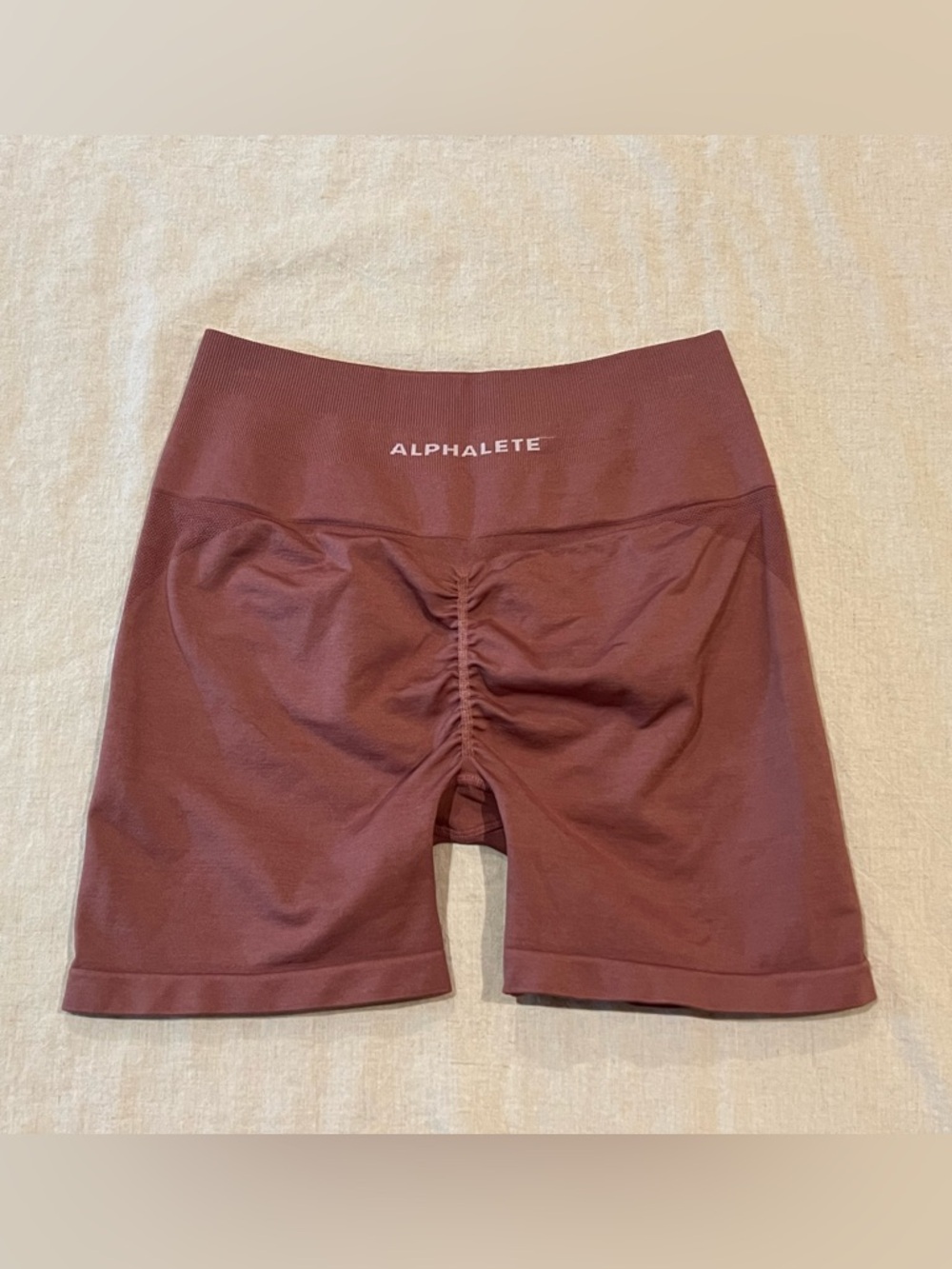 Alphalete Amplify Autumn Scrunched Bike Shorts 4.5" Deep Mauve Women’s SZ Large